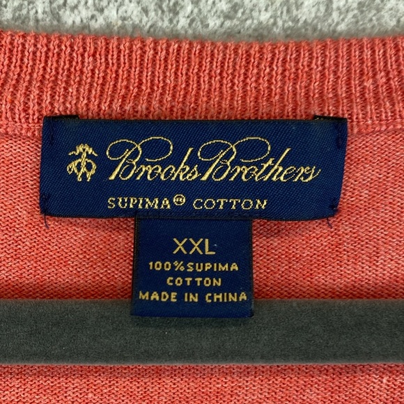 Brooks Brothers Supima cotton sweater XXL salmon super soft V-neck golf preppy - Picture 2 of 8